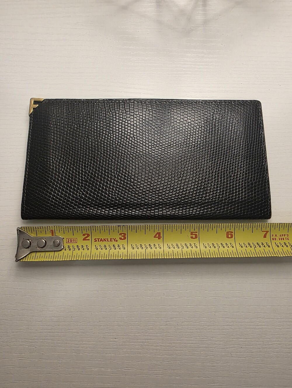 Salvatore Ferragamo Black Lizard Embossed Calf Leather Bifold Wallet